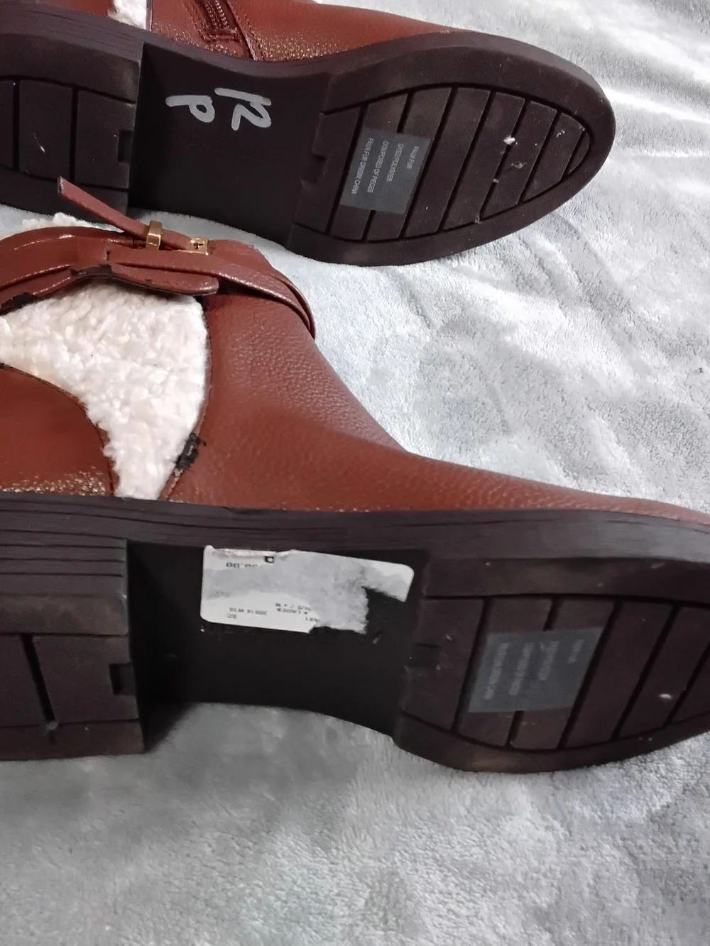 Kenneth Cole Reaction Brown Faux-Shearling Ankle Booties
